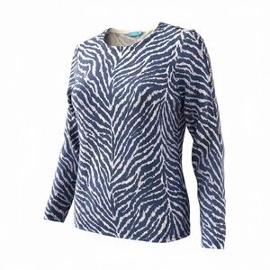 🎀J. McLAUGHLIN🎀Lightweight Knit Sweater🎀Blue & Lavender Zebra-Style Print🎀SZ M!